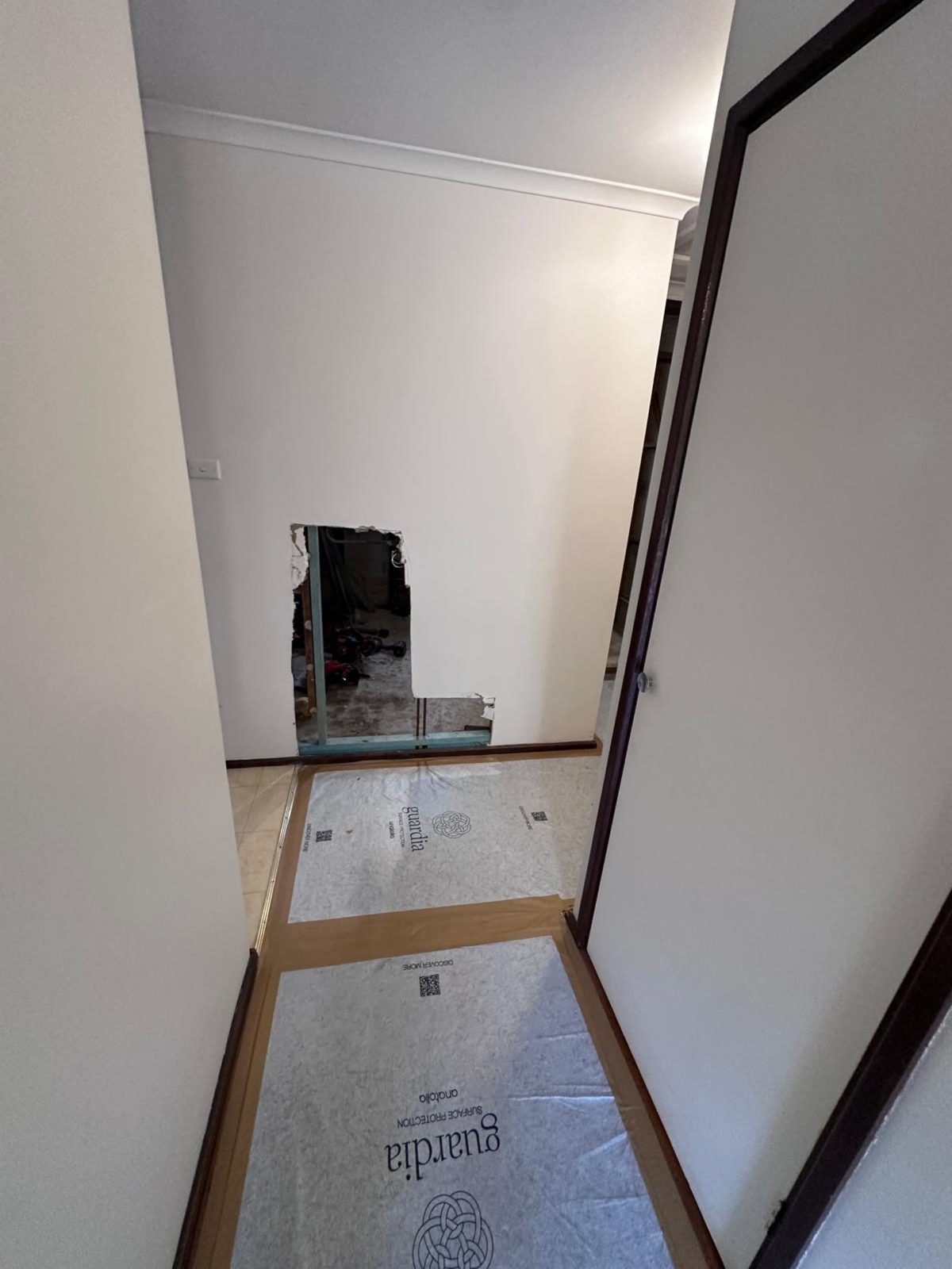 Clean hallway after asbestos removal completed